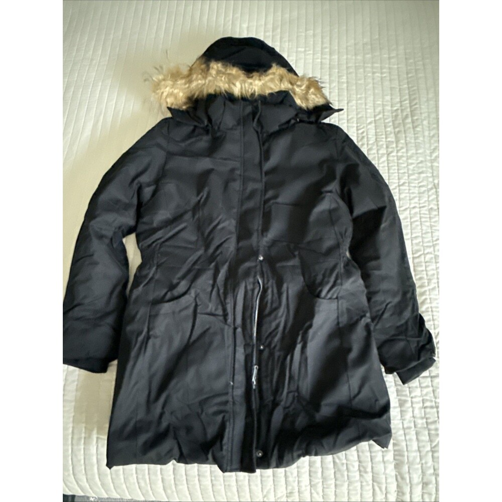 WENVEN Women’s Parka | Black | Detachable Faux Fur Hood | Button & Zipper | NWT